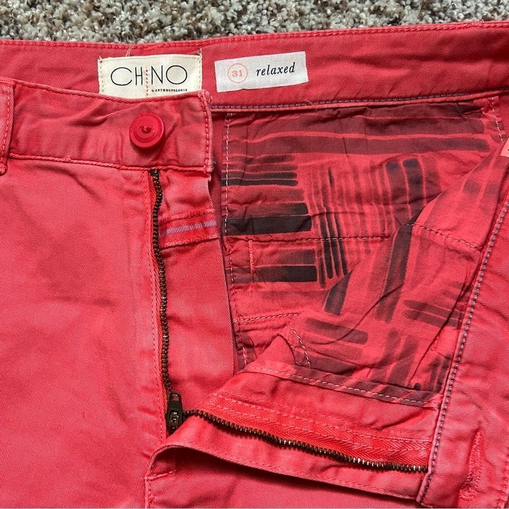 Anthropologie Cropped Ankle Pants in Coral Red - Picture 9 of 15